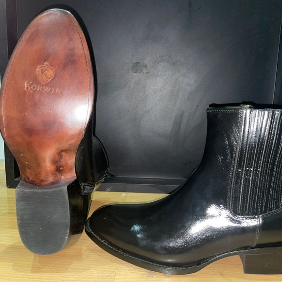 Korwin Mens Black Chameleon Leather Ankle Boots - Size 9.5